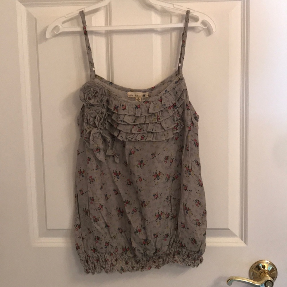 Gray floral boho tank top